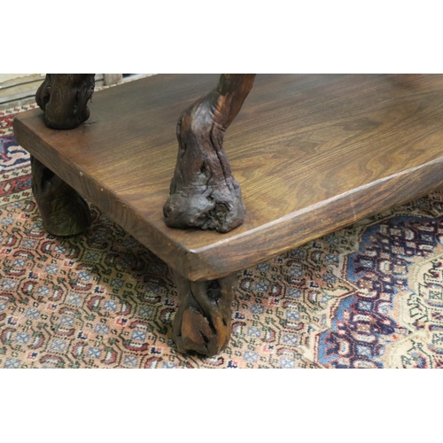 31 - Vintage French solid occasional table, constructed from old grape roots as supports & legs, approx 6... 