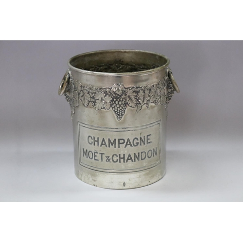 34 - Old French Moet & Chandon Champagne bucket, double sided, grape & vine decoration, with twin handles... 