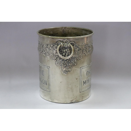 34 - Old French Moet & Chandon Champagne bucket, double sided, grape & vine decoration, with twin handles... 