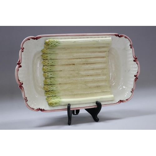 38 - Vintage French Sarreguemines asparagus cradle dish, impressed mark to base, approx 6cm H x 40cm W x ... 