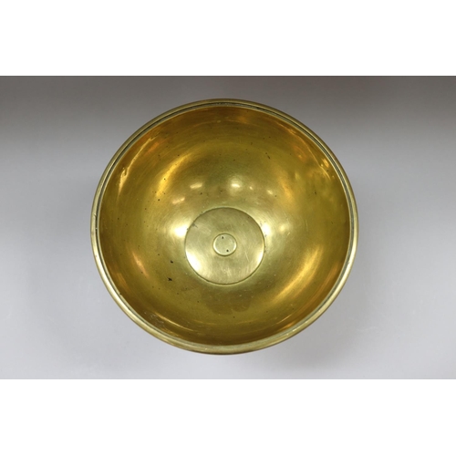 48 - Antique French brass pedestal centre bowl, approx 18cm H x 19.5cm dia