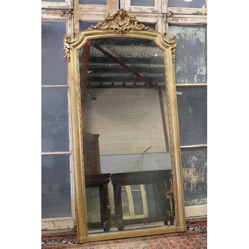5 - Antique French Louis XV style gilt frame mantle mirror, moulded crest decoration to top, approx 212c... 
