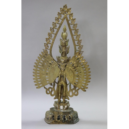 60 - Cast brass figure of Bodhisattva Avalokiteshvara, unknown age, approx 50cm H x 24cm W x 12cm D