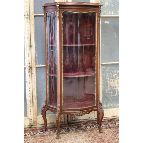 77 - Vintage French Louis XV style vitrine / showcase, having gilt brass mounts, approx 148cm H x 71cm W ... 