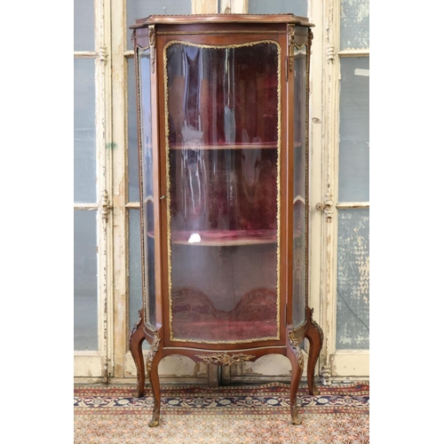 77 - Vintage French Louis XV style vitrine / showcase, having gilt brass mounts, approx 148cm H x 71cm W ... 