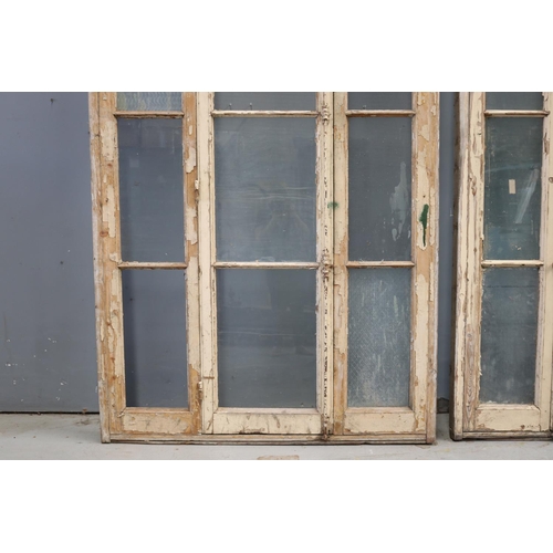 81 - Antique 19th century French wooden arched frame window, with original fitted hardware, some glass mi... 