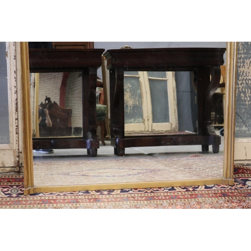 84 - Antique French gilt pier mirror, hand painted still life on canvas panel, approx 202cm H x 95cm W