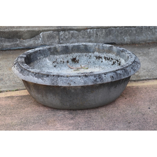 93 - Early antique French carved solid stone basin, approx 25cm H x 70cm W x 53cm D