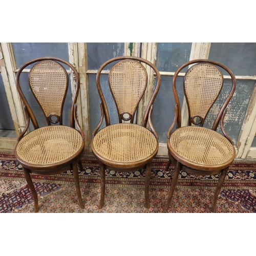 98 - Set of six French Thonet style bentwood bistro chairs, with cane seats & backs, each approx 91cm H (... 