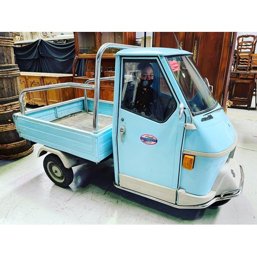1 - Italian Piaggio Ape 50 4540z in blue, 50 cc, circa 1996, unknown working order and sold as is. Not r... 