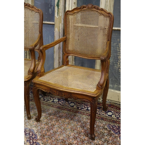 83 - Set of French Louis XV style armchairs with cane backs & seats (4)
