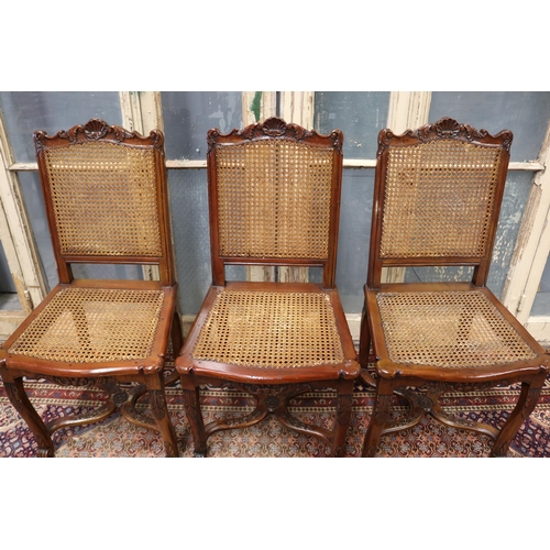 116 - Set of six antique French Louis XV style  dining chairs, with cane seats & backs, carved legs & back... 