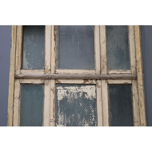 82 - Antique 19th century French wooden arched frame window, with original fitted hardware, some glass mi... 
