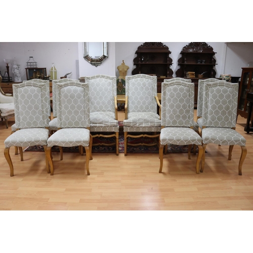 159 - Set of ten solid sycamore dining chairs to include two carvers, armchair approx 177cm H x 58cm W x 6... 