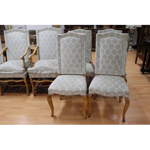159 - Set of ten solid sycamore dining chairs to include two carvers, armchair approx 177cm H x 58cm W x 6... 