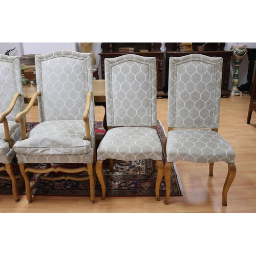 159 - Set of ten solid sycamore dining chairs to include two carvers, armchair approx 177cm H x 58cm W x 6... 
