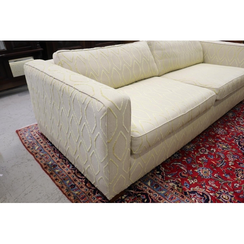 162 - Pair of custom made three seater lounges, with diamond design and cushions, each approx 65cm H x 220... 