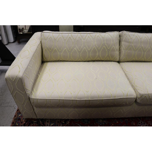 162 - Pair of custom made three seater lounges, with diamond design and cushions, each approx 65cm H x 220... 