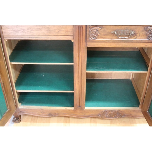 206 - Vintage good quality French Louis XV style enfilade buffet, with parquetry top, approx 105cm H x 186... 