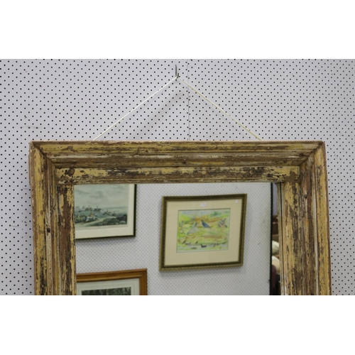 254 - Old rustic French wooden framed mirror, with distressed finish, approx 152cm H x 102cm W x 11cm D