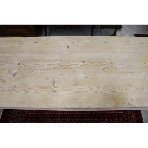 260 - Large & long French style white painted farmhouse dining table, approx 76cm H x 250cm W x 86cm D