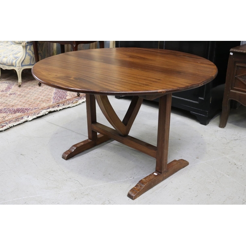 261 - Large good quality French folding vignerons wine table, approx 75cm H x 119cm dia
