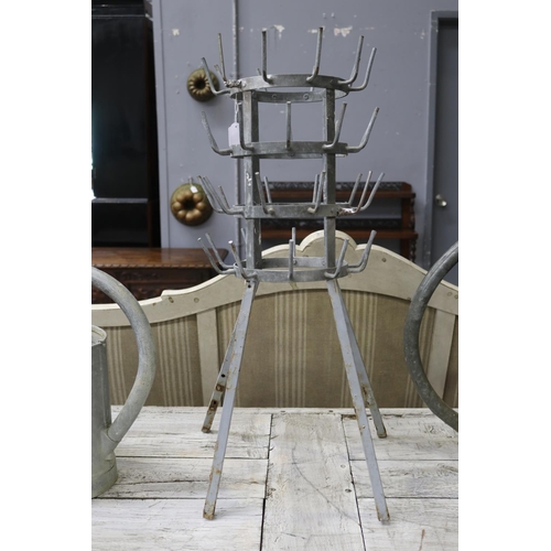 264 - Vintage French gal metal & iron bottle airer, approx 79cm H x 31cm W x 35cm D