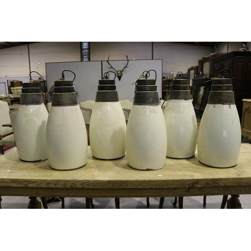 267 - Set of six white painted enamel lights, each approx 61cm H (6)