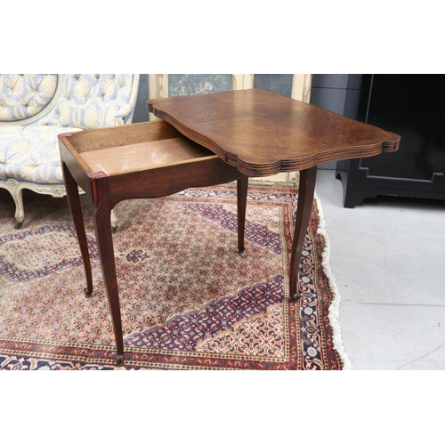 268 - Petite French Louis XV style fold over shaped top table, approx 75cm H x 90cm W x 60cm D or 120cm D ... 