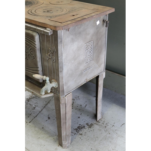 274 - French Art Deco period enamel & iron stove, marked Montherme, approx 73cm H x 64cm W x 50cm D