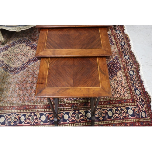 277 - Vintage French nest of four tables, inlay banded decoration, approx 72cm H x 56cm W x 39cm D & small... 