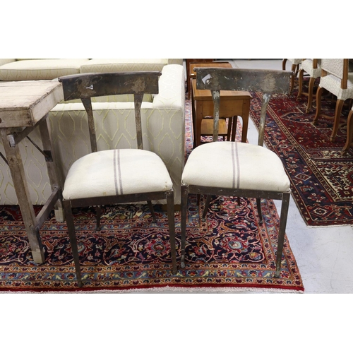 189 - Pair of metal frame chairs with upholstered seats, each approx 82cm H x 43cm W x 39cm D (2)