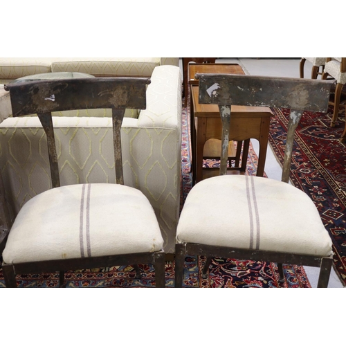 189 - Pair of metal frame chairs with upholstered seats, each approx 82cm H x 43cm W x 39cm D (2)