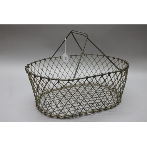 225 - Antique French wire work pickers basket, approx 33cm H x 50cm W x 34cm D