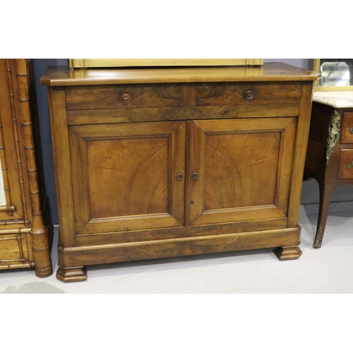 242 - Antique French Louis Philippe walnut buffet, two drawers & two doors, shaped top, approx 100cm H x 1... 