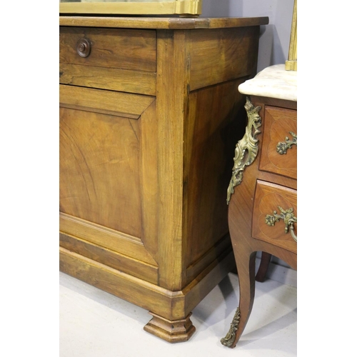 242 - Antique French Louis Philippe walnut buffet, two drawers & two doors, shaped top, approx 100cm H x 1... 