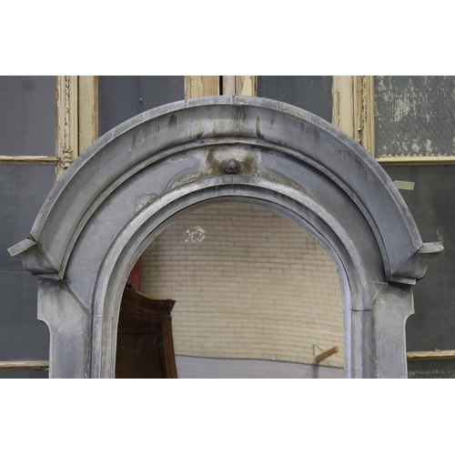 256 - Large French zinc window surround, converted to hangable mirror, approx 155cm H x 118cm W x 21cm D