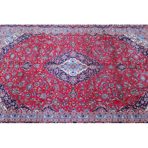 244 - Persian hand knotted pure wool kashan carpet, approx 394cm x 194cm