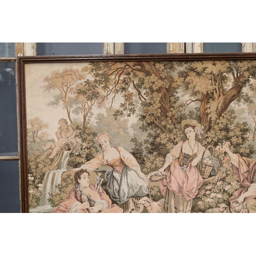 42 - Vintage French framed machine made wall tapestry, frame approx 139cm H x 198cm W