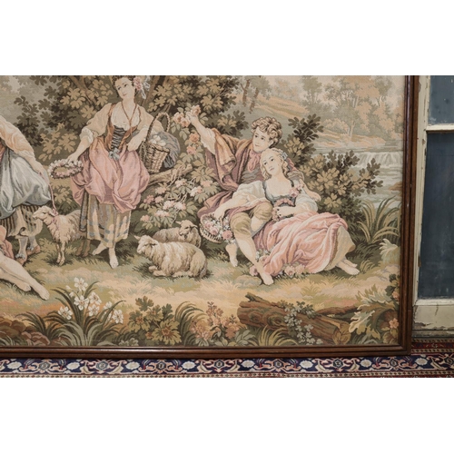 42 - Vintage French framed machine made wall tapestry, frame approx 139cm H x 198cm W