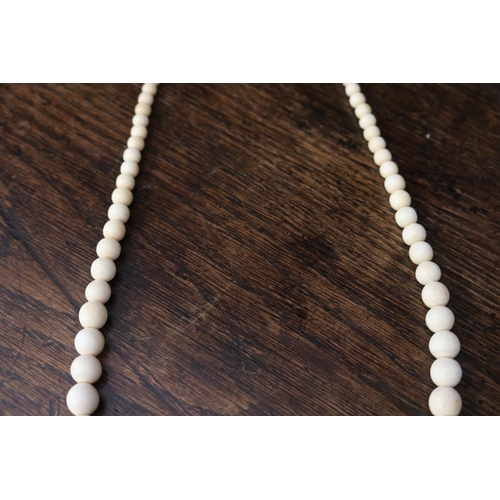 1332 - Vintage Chinese ivory bead graduating necklace, approx 51 cm long