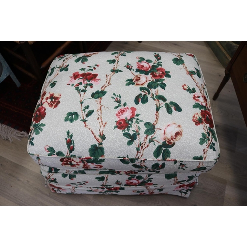 1339 - Modern ottomon, upholstered in floral Colefax and fowler material, with a feather down filled cushio... 