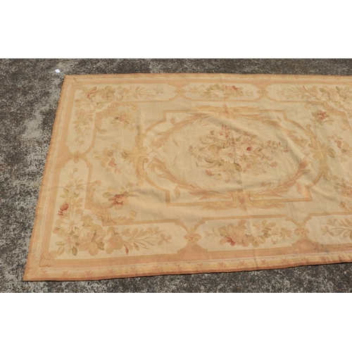 1343 - Aubusson style pastel rug, approx 240cm x 150cm