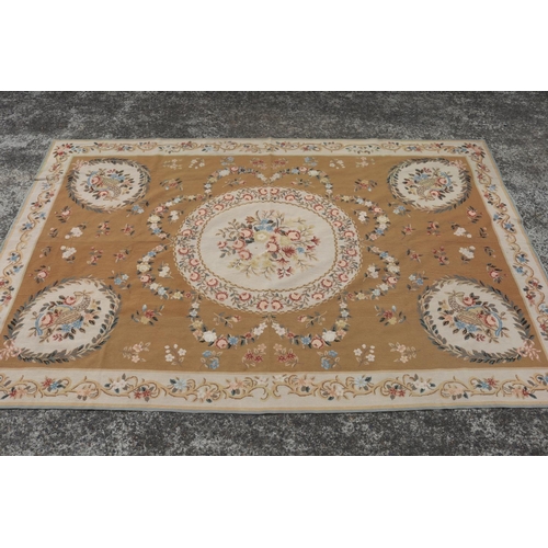 1344 - Aubusson style rug of blue and beige colours. 259 cm x 165 cm approx