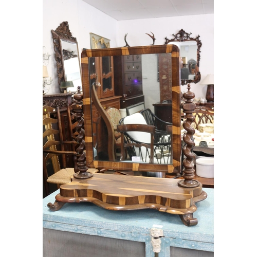 113 - Antique barley twist toilet mirror, approx 67cm H x 70cm W x 33cm D