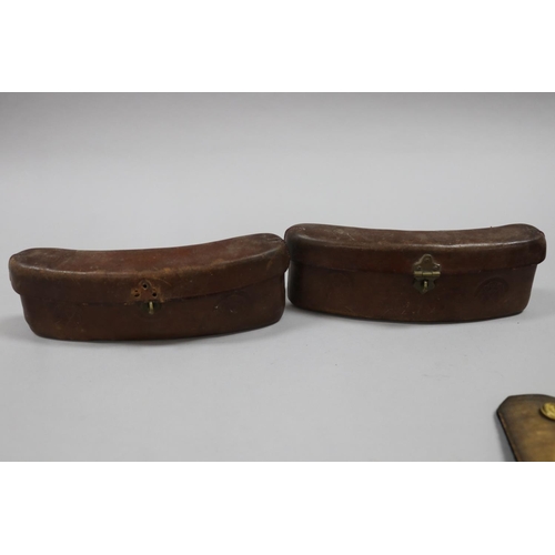 3 - Good selection of antique French military items to include two early 19th century leather shot pouch... 