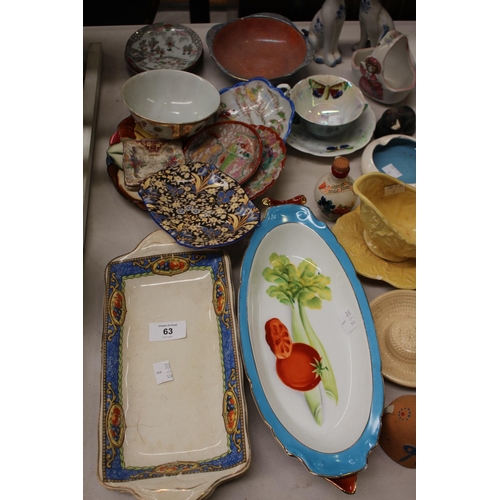 63 - Collection of porcelain & china, sandwich plates, etc, approx 33cm W and smaller