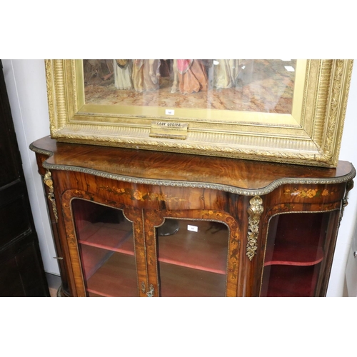 10 - Fine antique mid Victorian figured walnut credenza, serpentine shaped front, fitted with ormolu moun... 