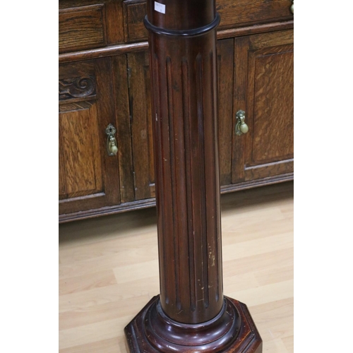 192 - Antique turned and fluted jardiniere pedestal, approx 98cm H