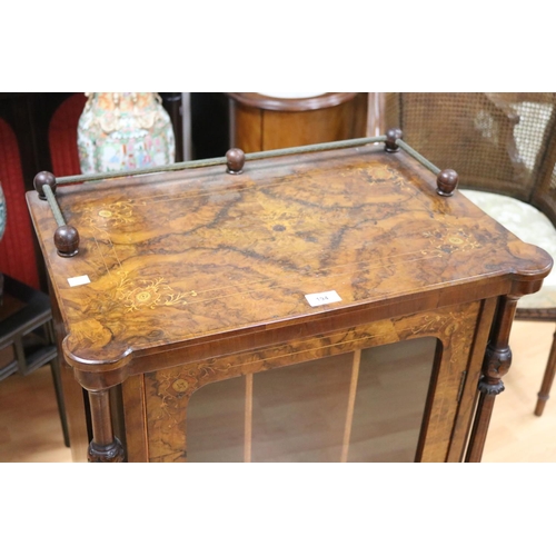 194 - Antique Victorian inlaid figured walnut music cabinet, approx 98cm H x 62cm W x 38cm D